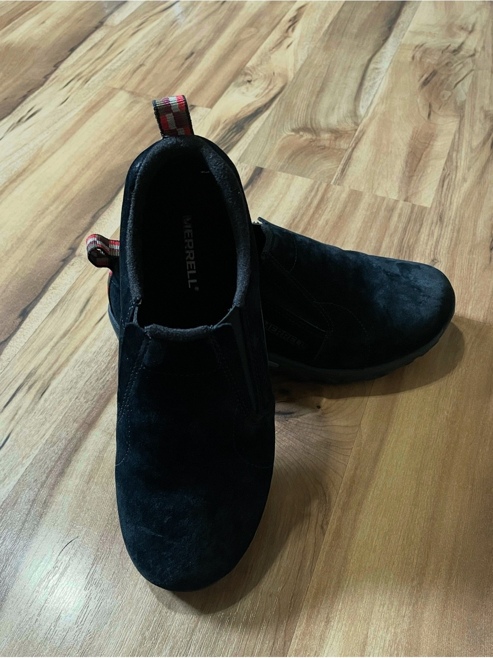 Merrell Jungle Moc Kids 4M Black Suede Outdoor Slip-On Walking Shoes EUC unisex